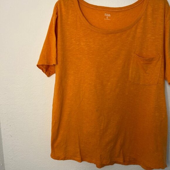 Orange Short Sleeve Tee with Front Pocket - Picture 1 of 4